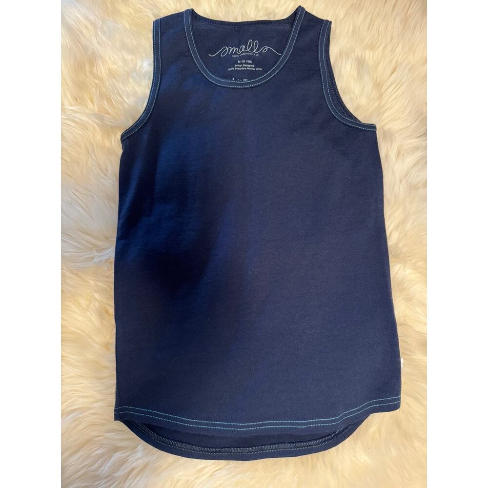 Smalls Merino Kids 100% Wool Base Layer Vest Tank Top Navy 9-10y 9 10 NEW NWT